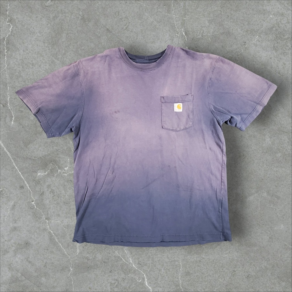 Carhartt Pocket T-Shirt Mens Large Purple Faded Distressed Original Fit Tee K87